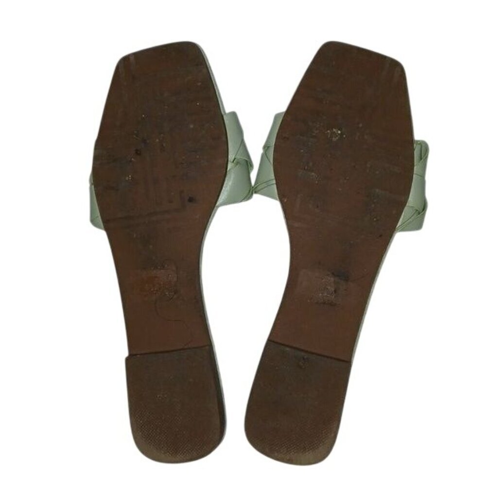 Cape Robbin Pastel Green Leather Woven Sandals - Picture 4 of 6